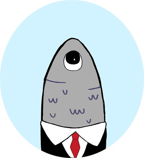 Fish illustration of a sales representative in a suit