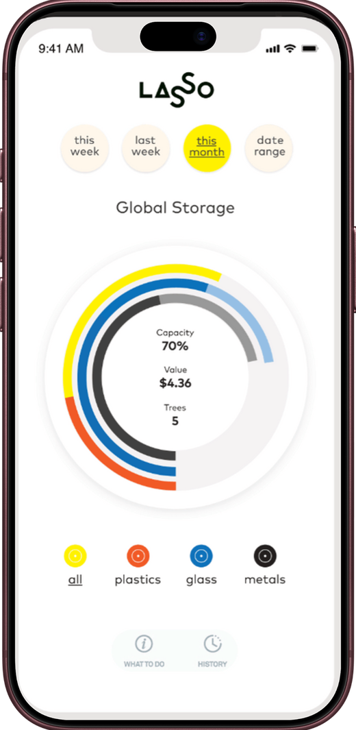 The original Lasso app showing a dense global storage chart