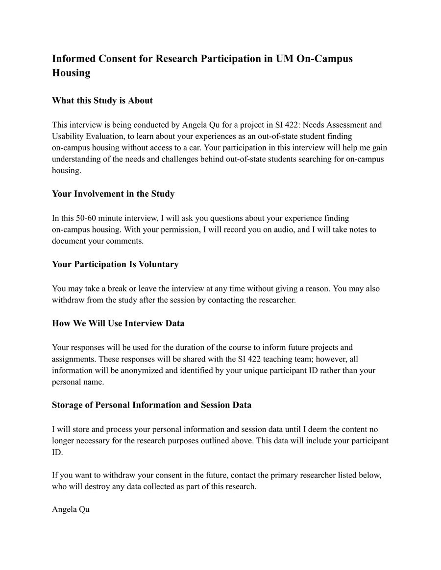 Informed consent form, page 1